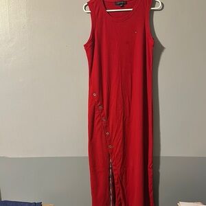 Tommy Hilfiger Red Maxi Dress with Button Accents Size XL